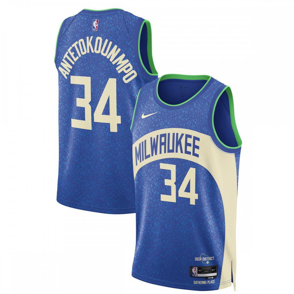 Giannis Antetokounmpo Milwaukee Bucks Unisex 2023/24 Swingman Jersey - Blue - City Edition-Pro Kit Vault | Brand New 26/27 Sports Jerseys